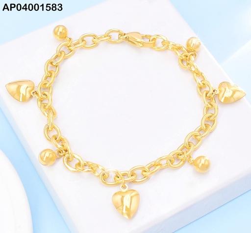 [AP04001583] PULSERA DORADA DIJES CORAZONES/PELOTITAS KB204715-Z