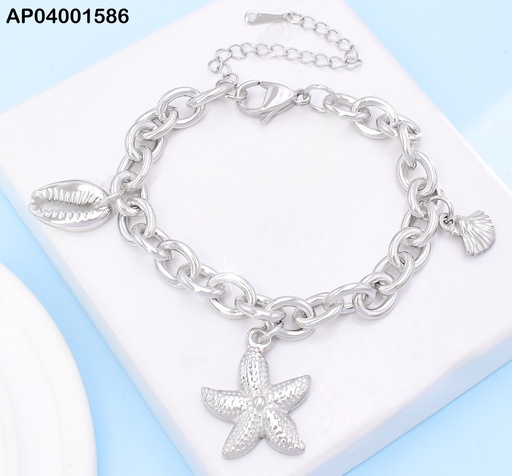 [AP04001586] PULSERA PLATEADA DIJES ESTRELLA DE MAR/OSTRA KB204416-Z