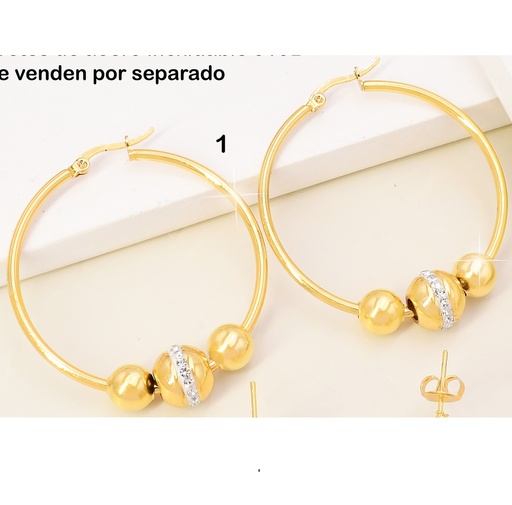 [AA07000725] ARGOLLA DOR PELOTAS LISAS(2) ZIRC(1) N3378-123