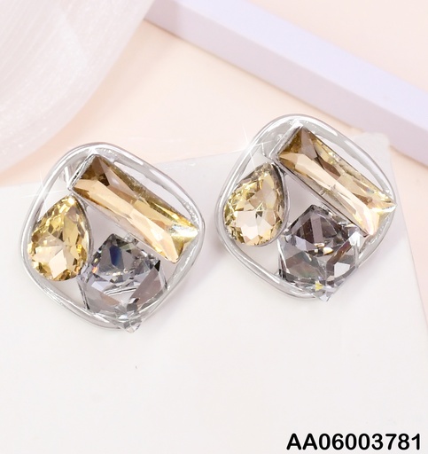 [AA06003781] ARETES CUADRO PLAT.3 CRISTALES CAFES KE119234-SP