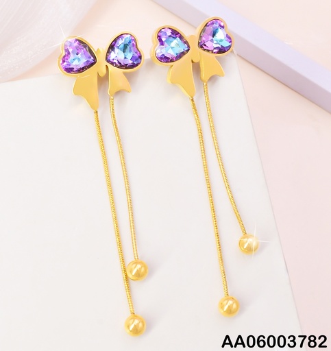 [AA06003782] ARETES LAZO CORAZONES TORNASOL C/2 PELOTITAS KE117045-HM