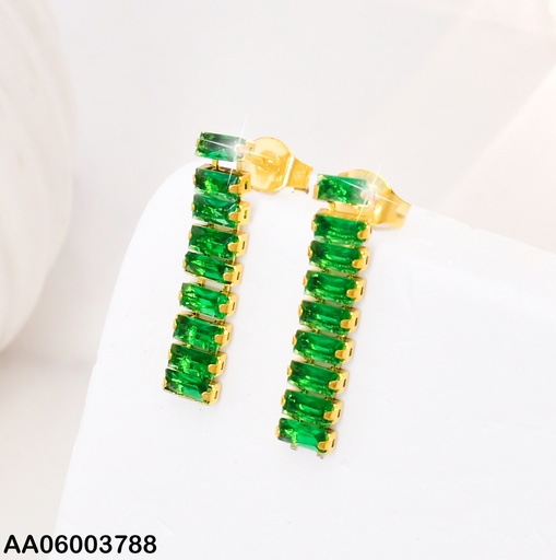 [AA06003788] ARETES LINEA FLEXIBLE 9 ZIRCONIAS RECTANG.VERDES KE112235-MW