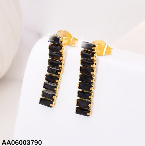 [AA06003790] ARETES LINEA FLEXIBLE 9 ZIRCONIAS RECTANG.NEGROS KE112237-MW