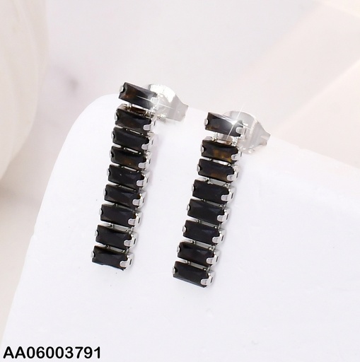 [AA06003791] ARETES PLAT.LINEA FLEXIBLE 9 ZIRCONIAS RECTANG.NEGROS KE112237-MW