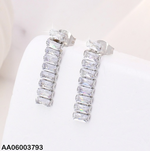 [AA06003793] ARETES PLAT.LINEA FLEXIBLE 9 ZIRCONIAS RECTANG.KE112238-MW