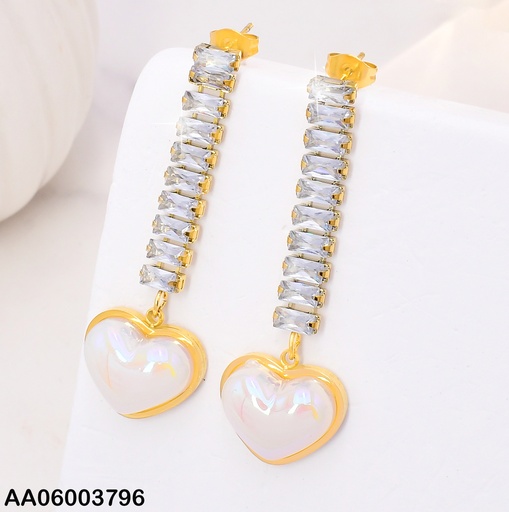 [AA06003796] ARETES LINEA ZIRC.RECTANG.C/CORAZON BLANCO KE103780-HM