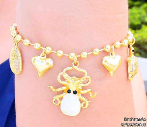 [EP18000948] PULSERA PELOTAS DOR.DIJES VARIOS/🐙 BE747-9
