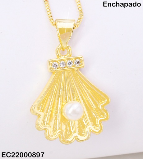 [EC22000897] CADENA FINA DIJE OSTRA C/PERLA CE257-9