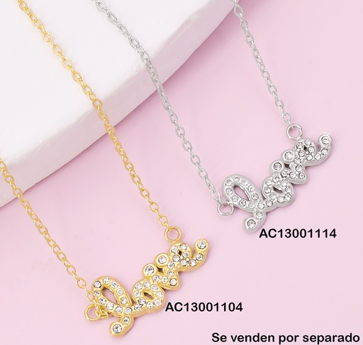 [AC13001104] CADENA DOR "LOVE" ZIRC. KN292264-QY