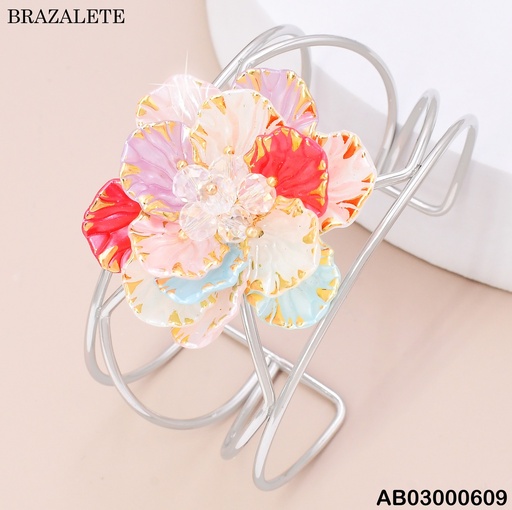 [AB03000609] BRAZALETE PLAT FLOR MULTICOLOR CENTRO BA2278-45
