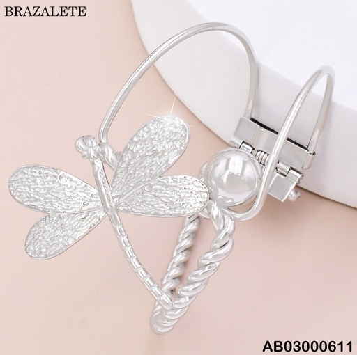 [AB03000611] BRAZALETE PLAT. LIBELULA EN DIAGONAL /PELOTA BA2280-45
