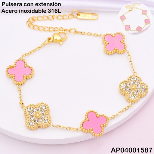 [AP04001587] PULSERA DOR VAN CLEEF (5) ROSA / ZIRC. BA2135-331
