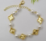 [EP18000968] PULSERA PERLAS/VAN CLEEF DORADOS A RAYAS BE614-9