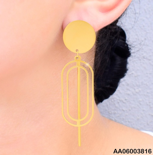 [AA06003816] ARETES PLACA RD C/DOBLE OVALO-BARRITA VERT.KE103919-PY