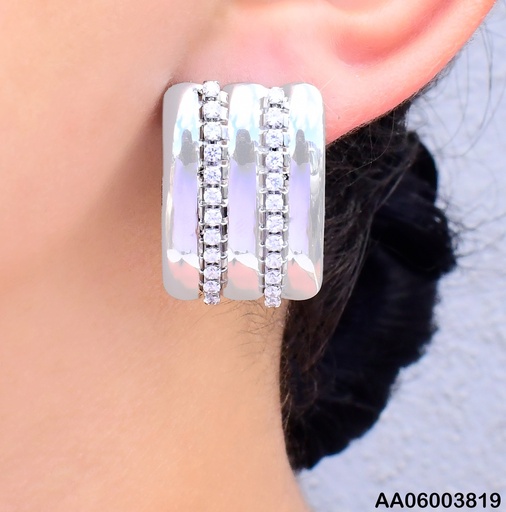 [AA06003819] ARETES RECTANGULO VERT.PLAT. C/2 LINEAS ZIRC. KE120484-SP