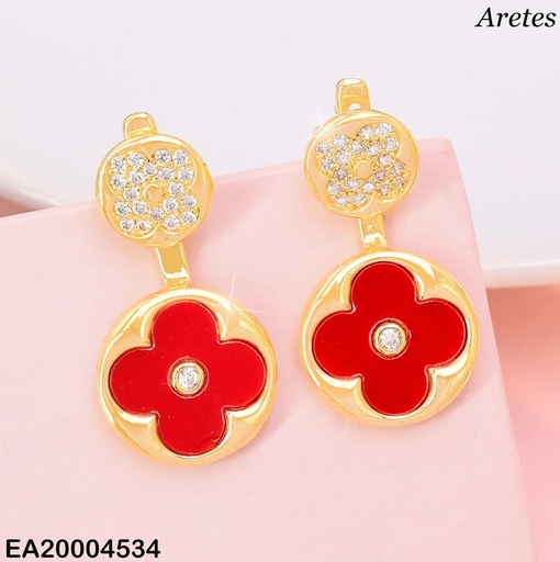 [EA20004534] ARETES DOR VAN CLEEF DOBLE ZIRC. CRISTAL/ROJO EE4146-9