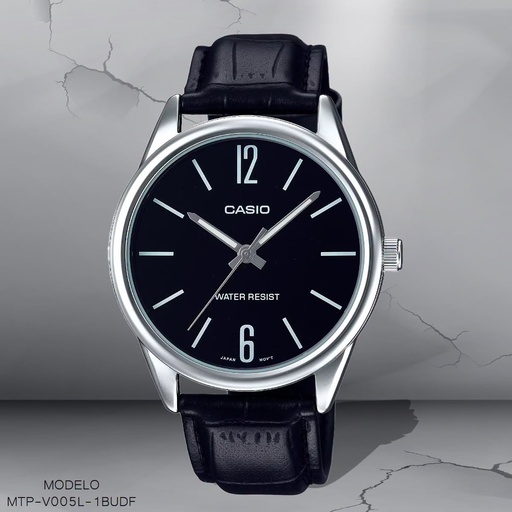 [MTP-V005L-1BUDF] RELOJ CASIO ANALOGO CAB MTP-V005L-1BUDF CUERO NEGRO
