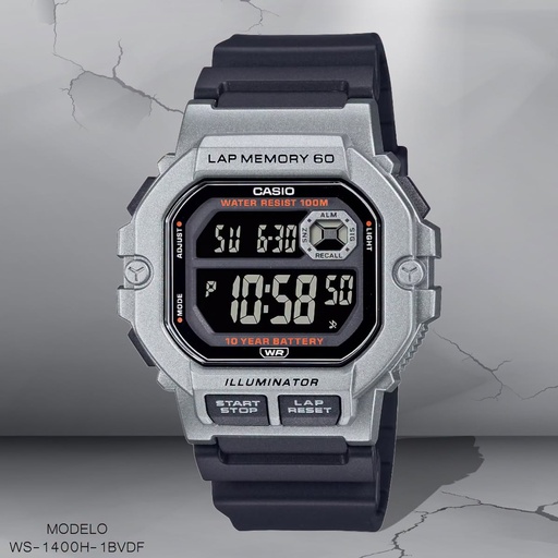 [WS-1400H-1BVDF] RELOJ CASIO DIGITAL CAB. WS-1400H-1BVDF RESINA NEGRA