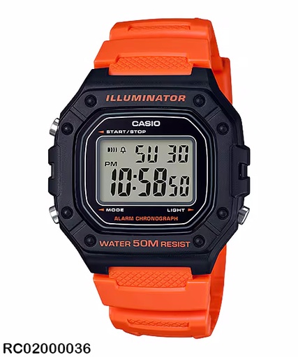 [RC02000036] RELOJ CASIO DIGITAL CAB W-218H-4B2VDF SILICON NARANJA