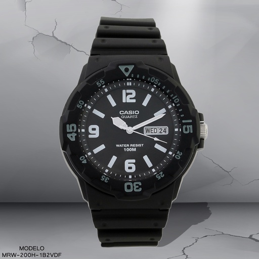 [MRW-200H-1B2VDF] RELOJ CASIO ANALOGO CAB MRW-200H-1B2VDF SILICON NEGRO