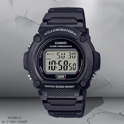 [W-219H-1AVDF] RELOJ CASIO DIGITAL CAB W-219H-1AVDF SILICON NEGRO