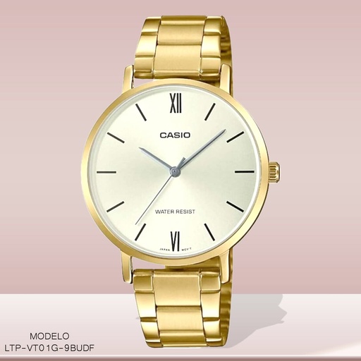 [LTP-VT01G-9BUDF] RELOJ CASIO ANALOGO DAMA LTP-VT01G-9BUDF METAL DOR
