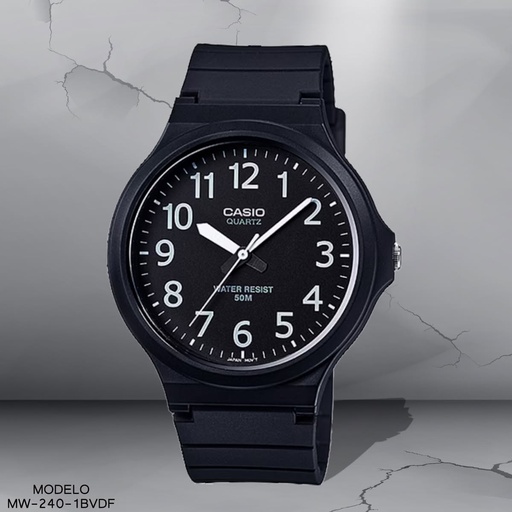 [MW-240-1BVDF] RELOJ CASIO ANALOGO CAB MW-240-1BVDF SILICON NEGRO