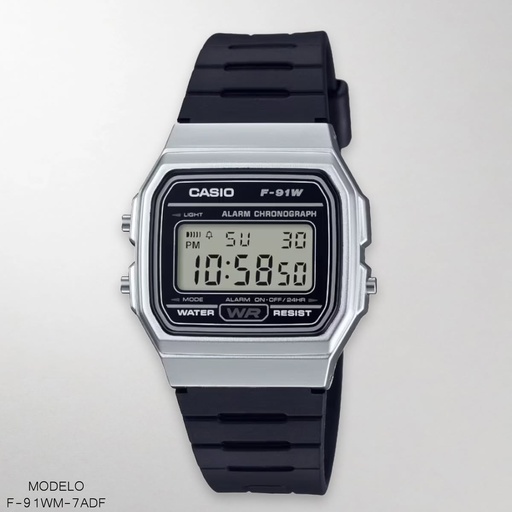 [F-91WM-7ADF] RELOJ CASIO DIGITAL CAB F-91WM-7ADF SILICON NEGRO