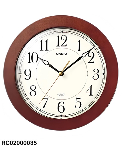 [IQ-126-5DF] RELOJ CASIO DE PARED CAFE OSCURO WOOD IQ-126-5DF