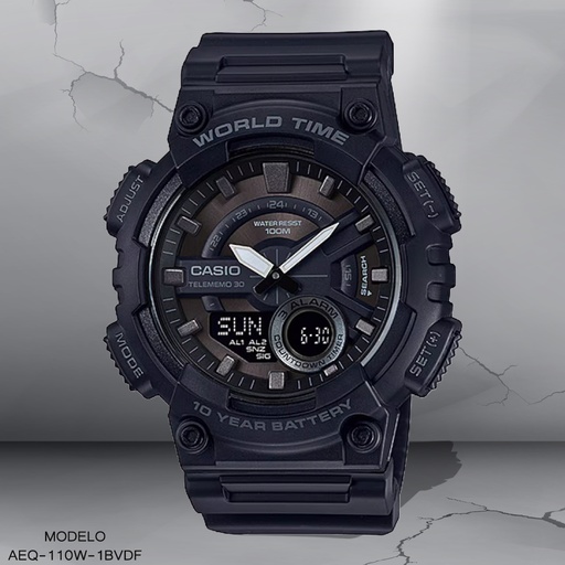 [AEQ-110W-1BVDF] RELOJ CASIO DIGITAL CAB AEQ-110W-1BVDF SILICON NEGRO