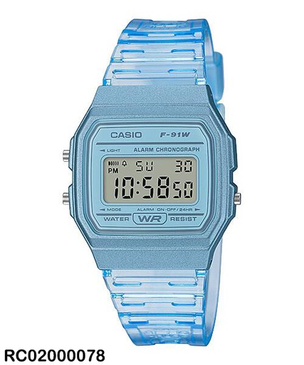 [RC02000078] RELOJ CASIO DIGITAL DAMA F-91WS-2DF SILICON CELESTE