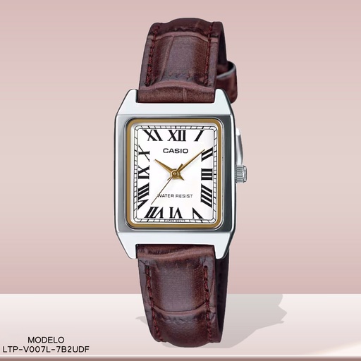 [LTP-V007L-7B2UDF] RELOJ CASIO ANALOGO DAMA LTP-V007L-7B2UDF CUERO CAFE