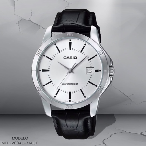 [MTP-V004L-7AUDF] RELOJ CASIO ANALOGO MTP-V004L-7AUDF CUERO NEGRO