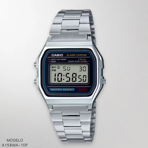 [A158WA-1DF] RELOJ CASIO DIGITAL CAB. A158WA-1DF METAL PLAT