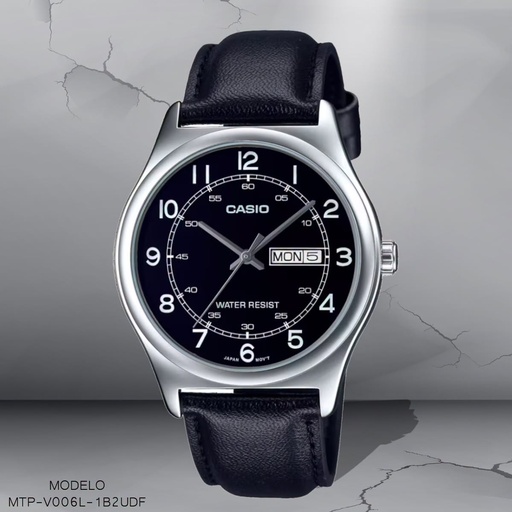 [MTP-V006L-1B2UDF] RELOJ CASIO ANALOGO CAB. MTP-V006L-1B2UDF CUERO NEGRO