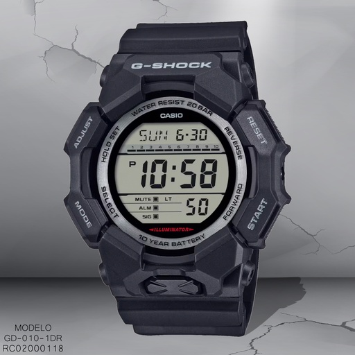 [RC02000118] RELOJ CASIO DIGITAL CAB GD-010-1DR SILICON NEGRO G-SHOCK