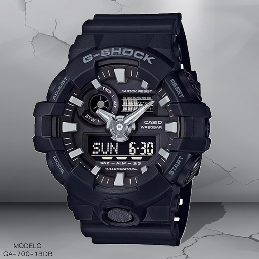 [GA-700-1BDR] RELOJ CASIO G-SHOCK ANA/DIG CAB GA-700-1BDR SILICON NEGRO G-SHOCK