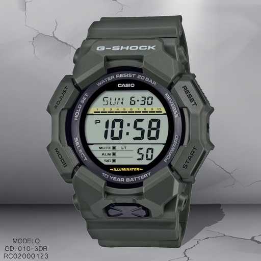 [RC02000123] RELOJ CASIO DIGITAL CAB GD-010-3DR SILICON NEGRO G-SHOCK