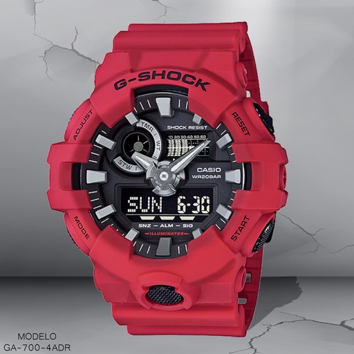 [GA-700-4ADR] RELOJ CASIO G-SHOCK ANA/DIG CAB GA-700-4ADR SILICON ROJO