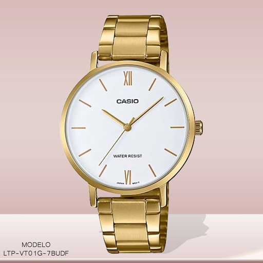 [LTP-VT01G-7BUDF] RELOJ CASIO ANALOGO DAMA LTP-VT01G-7BUDF METAL DOR