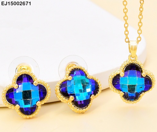 [EJ15002671] SET VAN CLEEF CRISTAL TORNASOL AZUL/BORDE DOR.SE1187-8