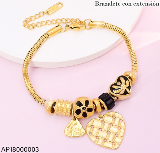 [AP18000003] PANDORA DIJES NEGROS/DOR.CORAZON C/AGUJEROS BA2193-45
