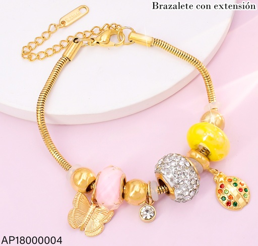 [AP18000004] PANDORA DIJES ROSA/AMARILLO/DOR.RUEDA ZIRC.BA2184-45