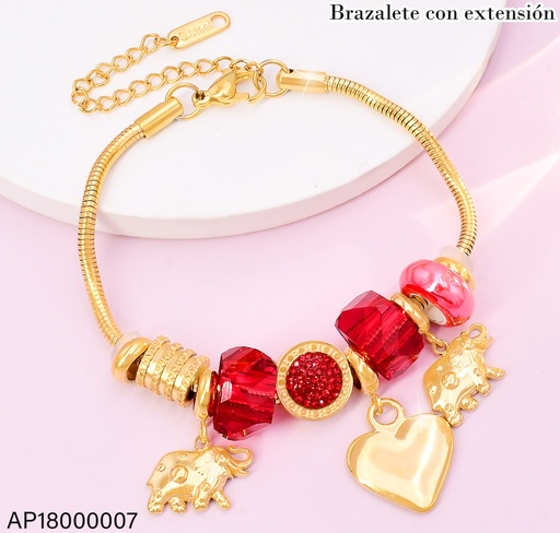 [AP18000007] PANDORA DIJES RUEDAS ROJAS/DOR/CORAZON BA2209-45