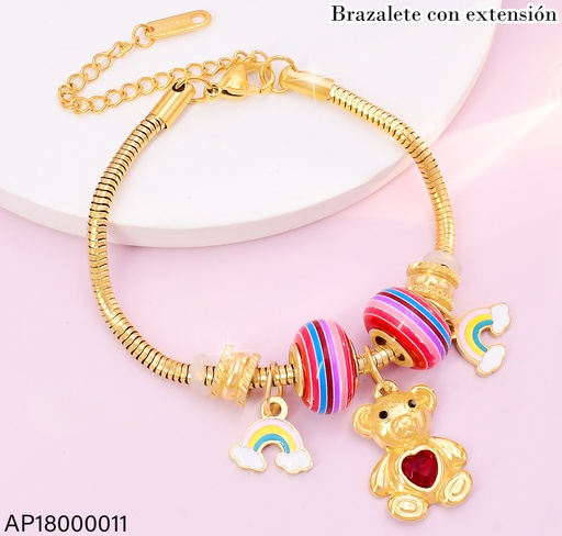 [AP18000011] PANDORA DIJES RUEDAS RAYADAS/DOR./OSO❤️BA2205-45