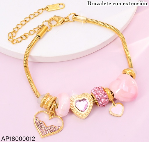 [AP18000012] PANDORA DIJES ROSADOS/DOR./CORAZON🩷 BA2179-45