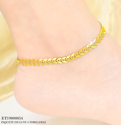 [ET19000054] PAQ. 4 TOBILLERAS DOR HOJITAS P7978-338