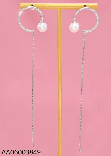 [AA06003849] ARETES PLAT "C" C/PERLA C/LINEA COLGANTE KE102554-NJ