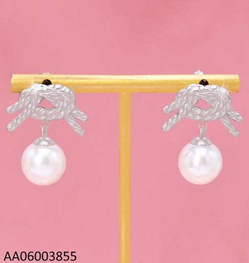 [AA06003855] ARETES PLAT.NUDO DOBLE C/PERLA COLGANTE KE119212-HR