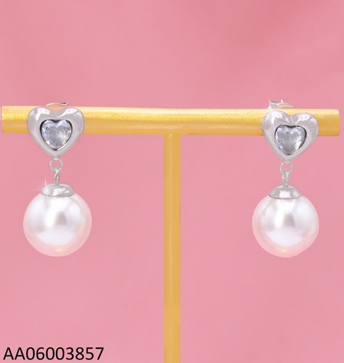 [AA06003857] ARETES PLAT.CORAZON ZIRC.C/PERLA COLGANTE KE119209-HR